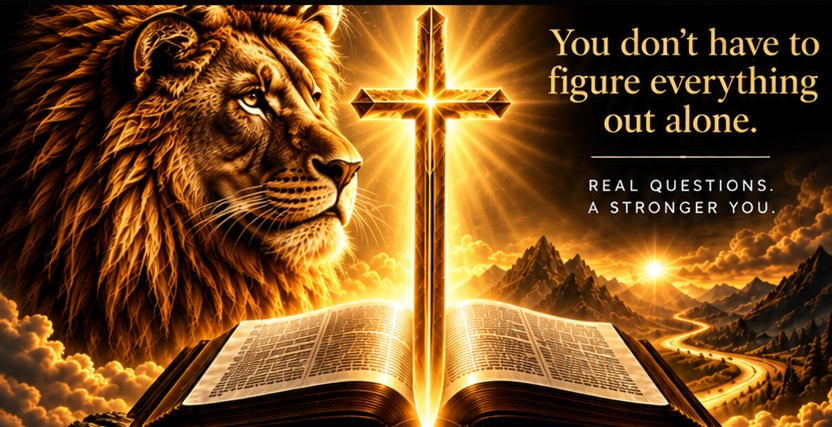 SORD app artwork featuring a lion, a glowing sword, and an open Bible
